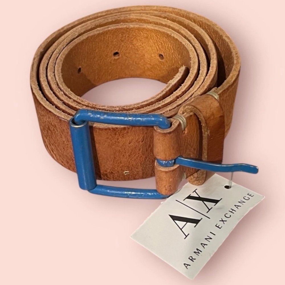 Armani Exchange Men’s Belt (Tan / Turquoise)
